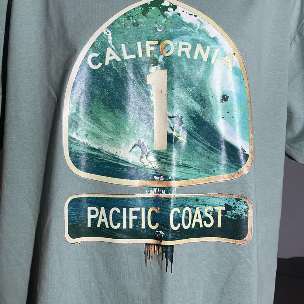 NWOT.  Pacific Coast Highway, surf tour graffic T-shirt.  Seafoam green